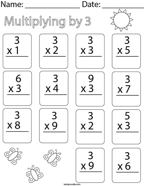 multiply by 3 worksheet